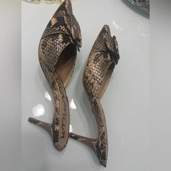 Sam Edelman Snakeskin Mules with Buckle Detail - Picture 5 of 9